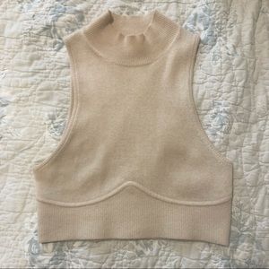 Jonathan Simkhai Wavy Underbust Knit Mock Neck Top